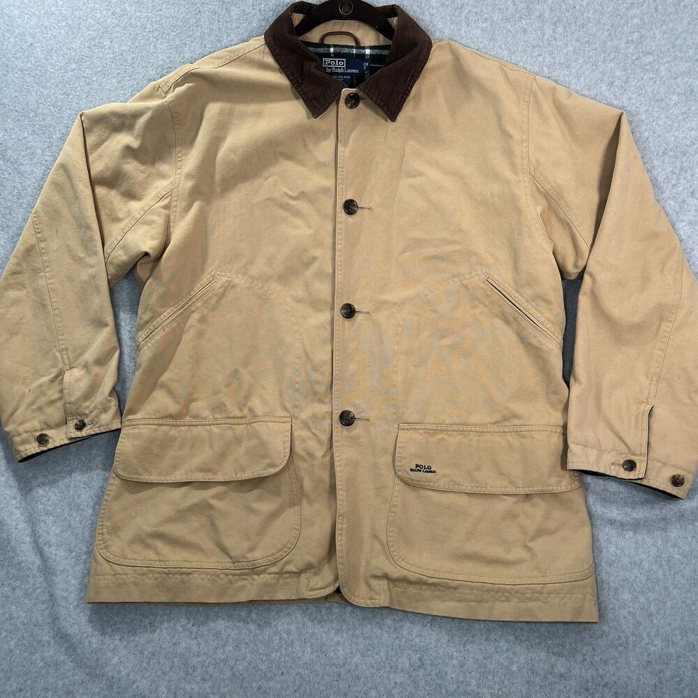 Vintage Polo Ralph Lauren Field Barn Coat Jacket Khaki/Beige Mens Medium